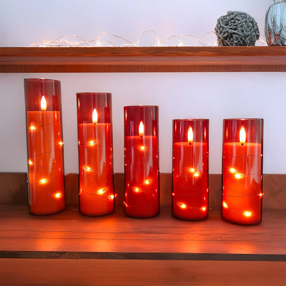 5pcs Flameless LED candles with string light - Image 10