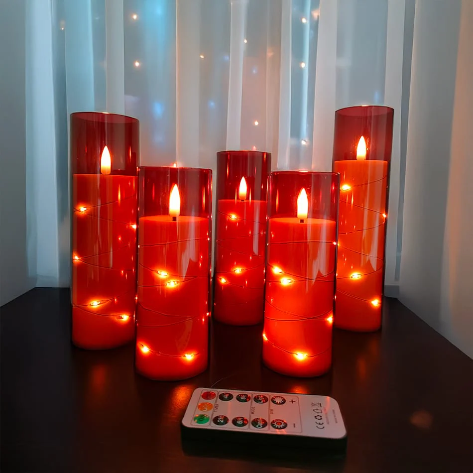 5pcs Flameless LED candles with string light - Image 11