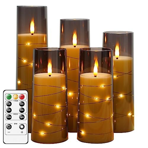 5pcs Flameless LED candles with string light - Image 2