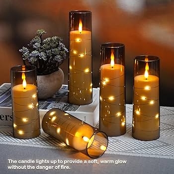 5pcs Flameless LED candles with string light - Image 3