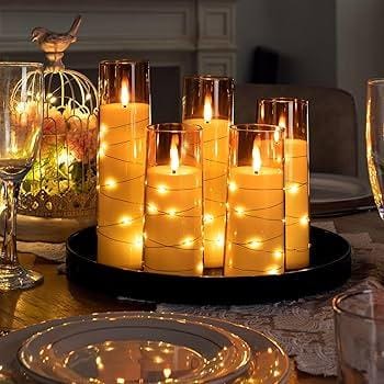 5pcs Flameless LED candles with string light - Image 4