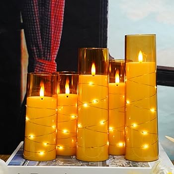 5pcs Flameless LED candles with string light - Image 5