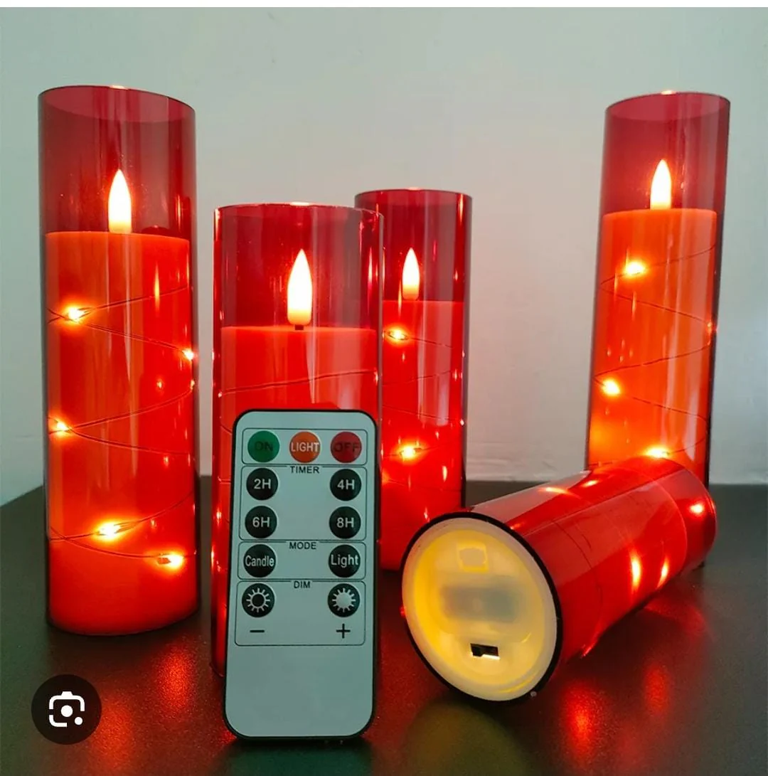 5pcs Flameless LED candles with string light - Image 7