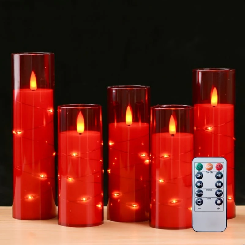 5pcs Flameless LED candles with string light - Image 8