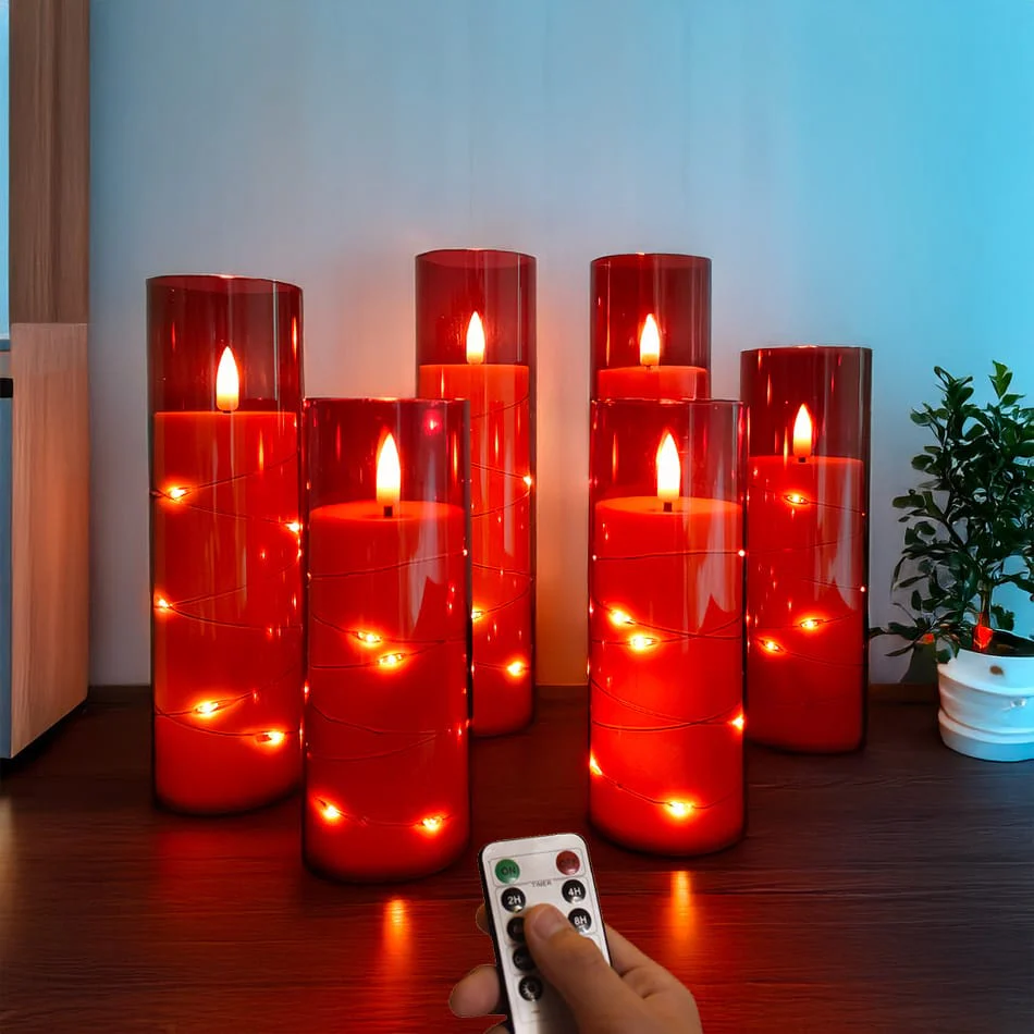 5pcs Flameless LED candles with string light - Image 9