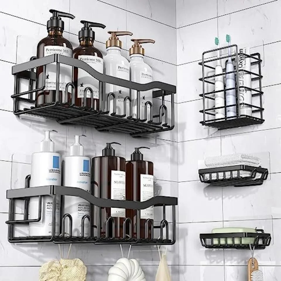 5-Piece Shower Caddy Shelf Set (No-Drill Bathroom Organizer) - Image 2