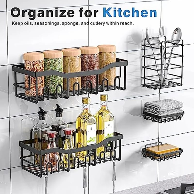 5-Piece Shower Caddy Shelf Set (No-Drill Bathroom Organizer) - Image 3