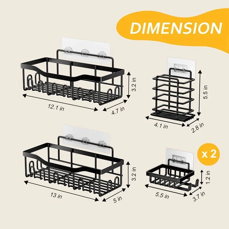 5-Piece Shower Caddy Shelf Set (No-Drill Bathroom Organizer) - Image 4