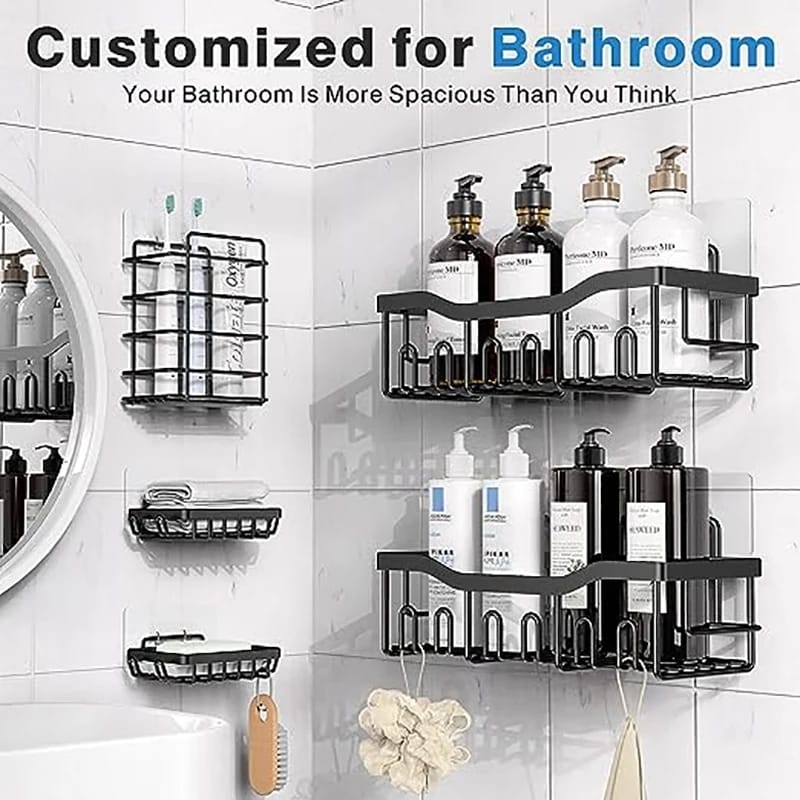 5-Piece Shower Caddy Shelf Set (No-Drill Bathroom Organizer) - Image 5