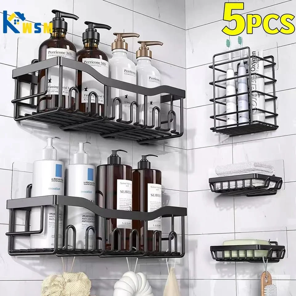 5-Piece Shower Caddy Shelf Set (No-Drill Bathroom Organizer) - Image 6