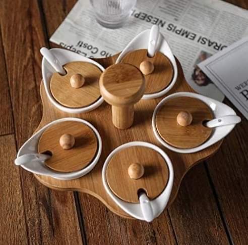 5pcs set spice cruets with rotary base set - Image 2