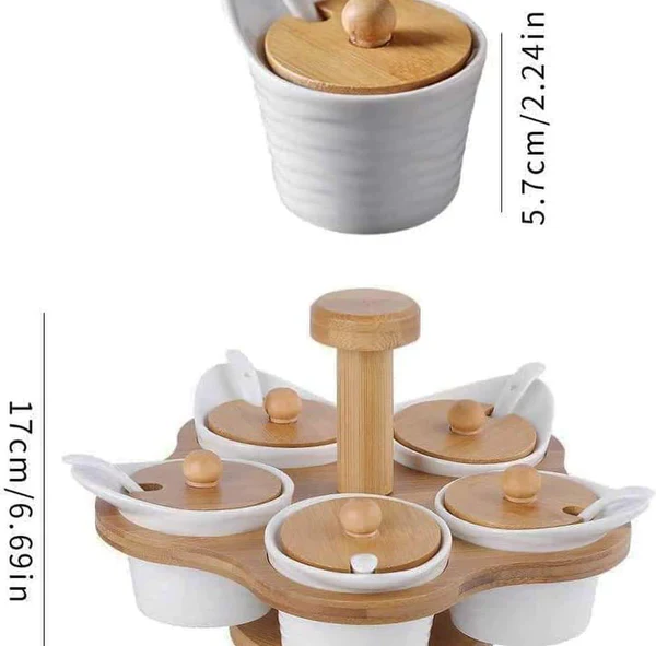 5pcs set spice cruets with rotary base set - Image 3