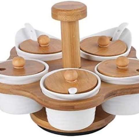 5pcs set spice cruets with rotary base set - Image 4