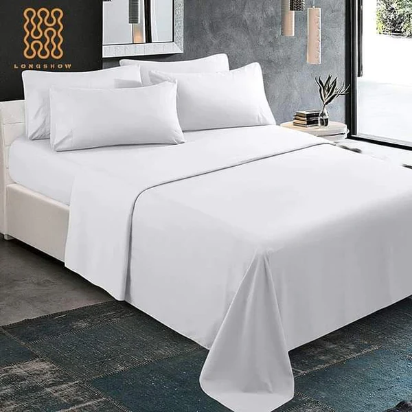 Luxury Fitted white bedsheet 6pcs Set - Image 4