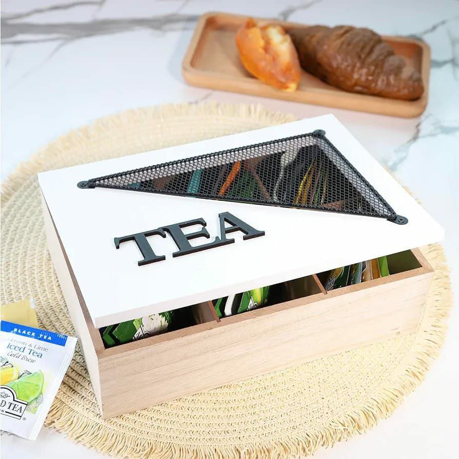 6 compartments wooden teabag / coffee organizer - Image 4