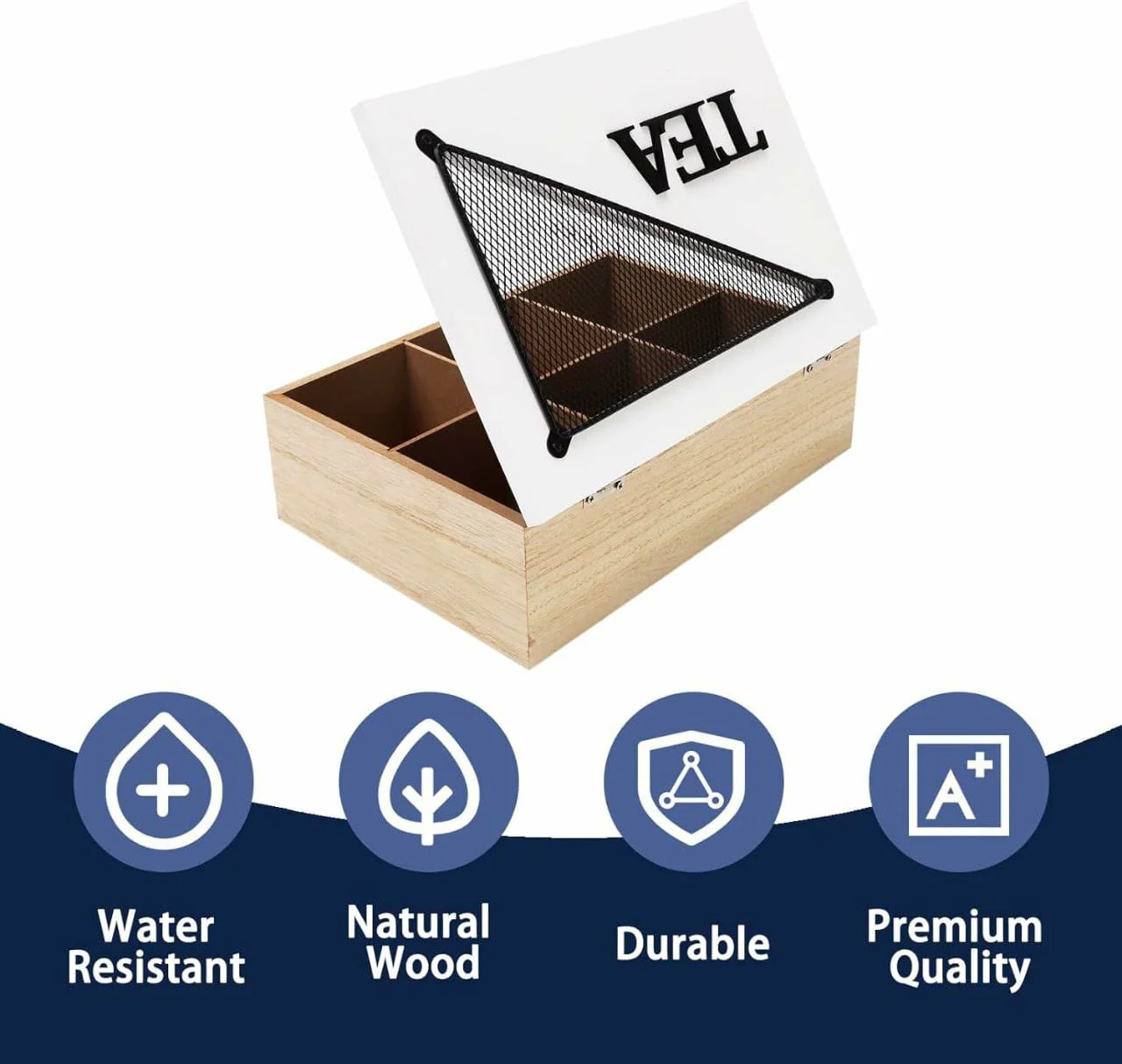 6 compartments wooden teabag / coffee organizer - Image 6