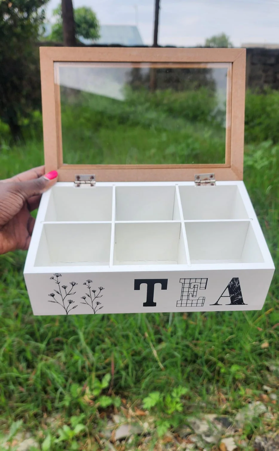 6 compartments wooden teabag / coffee organizer - Image 6
