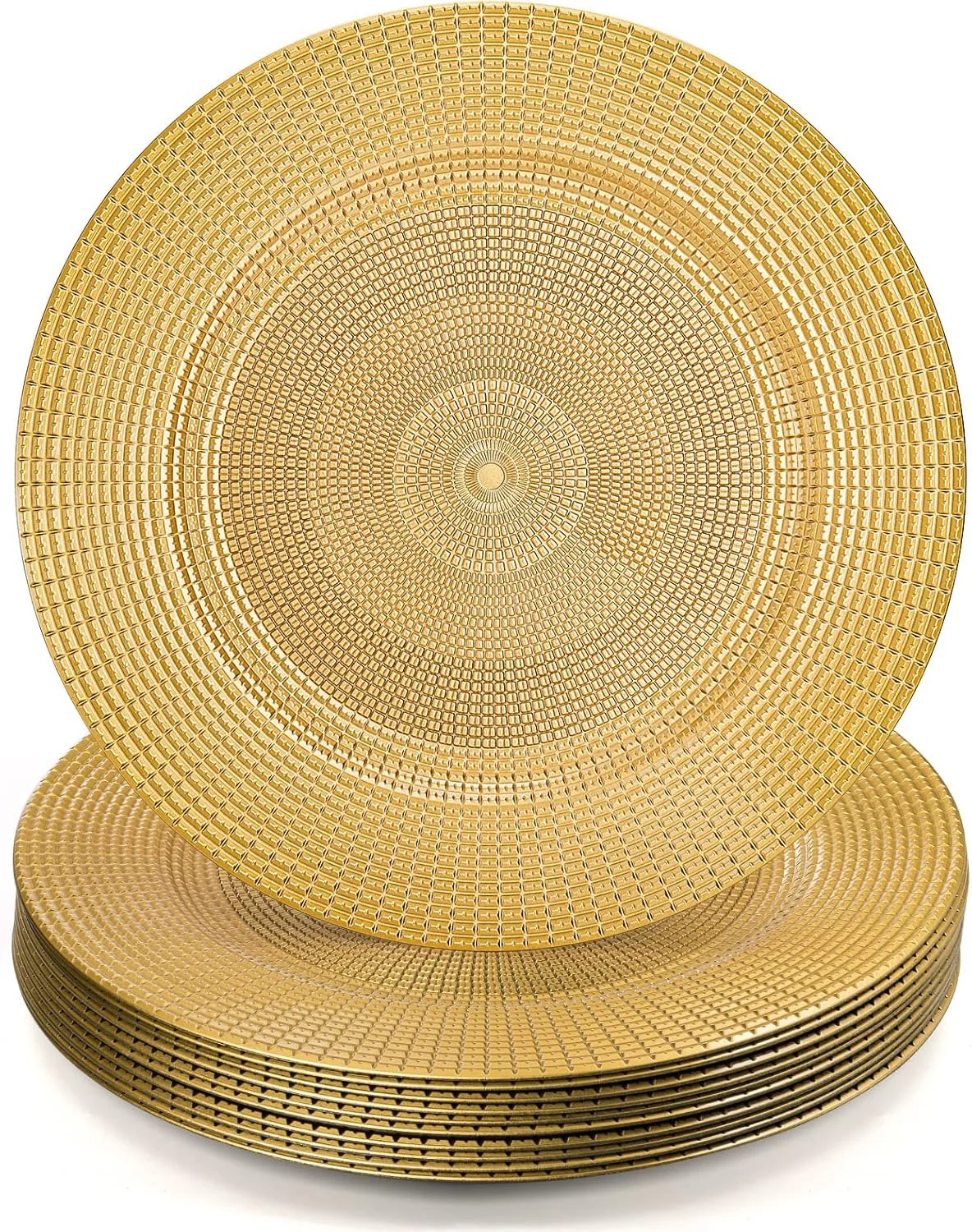 6 Pack Gold Charger Plates for Dinner Plates, 13" Round Plastic Chain Shaped Charger Service Plates, Decorative Chargers Bulk for Table Setting, Wedding, Party, Event - Image 5
