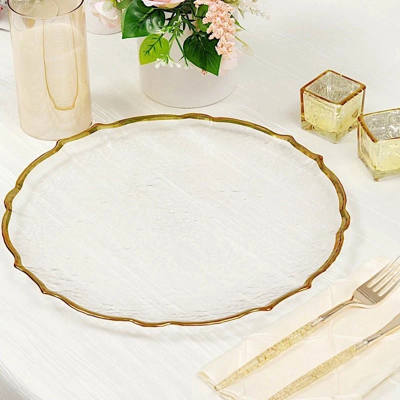 6 Pack Gold Charger Plates for Dinner Plates, 13" Round Plastic Chain Shaped Charger Service Plates, Decorative Chargers Bulk for Table Setting, Wedding, Party, Event - Image 8