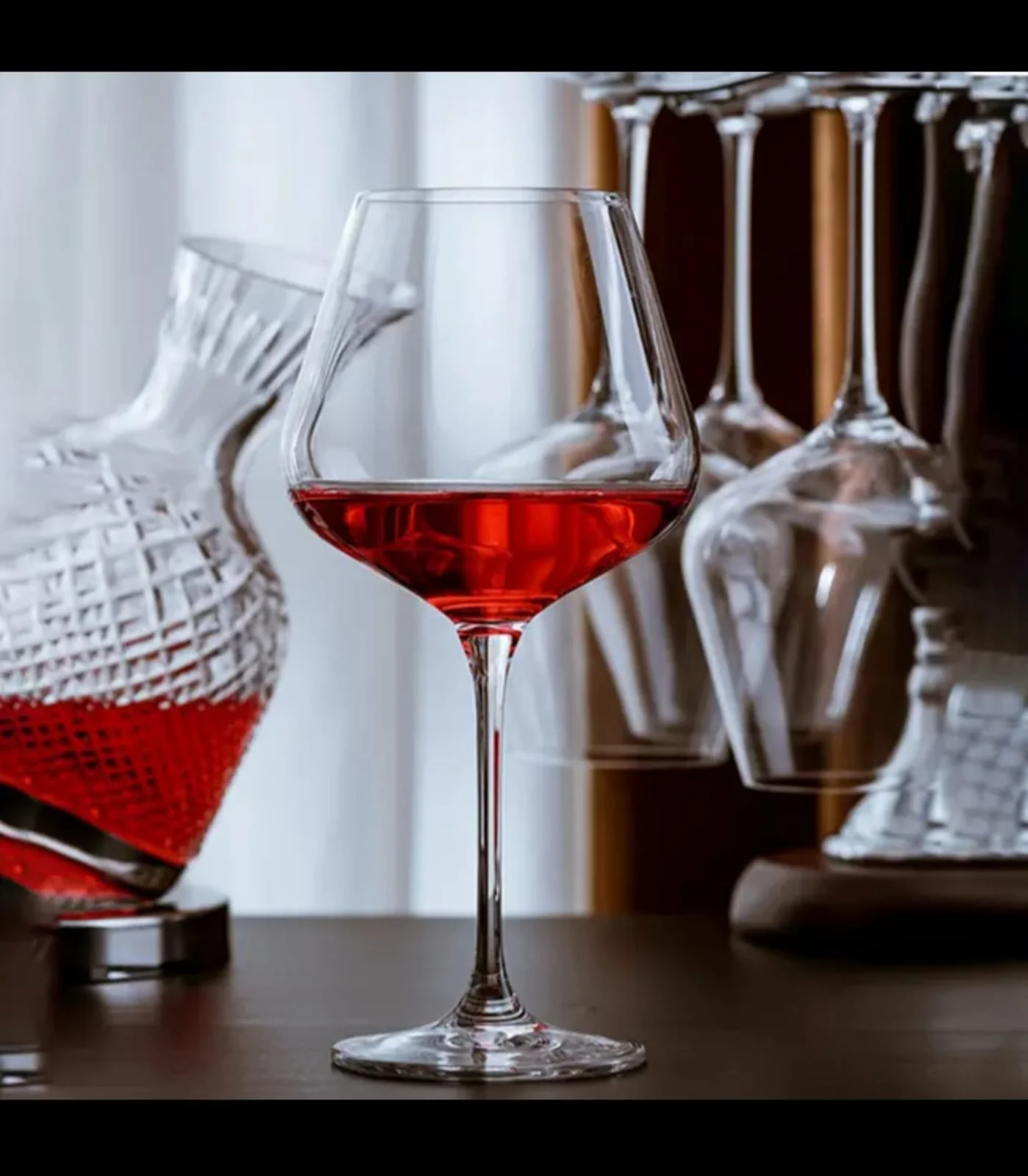 6 Pcs Elegant Burgundy Crystal Wine Glass – 600ml (Large Size) - Image 2