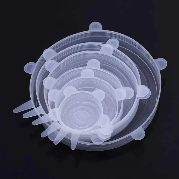 6 Pcs Re-usable Silicone Food Covers - Image 3