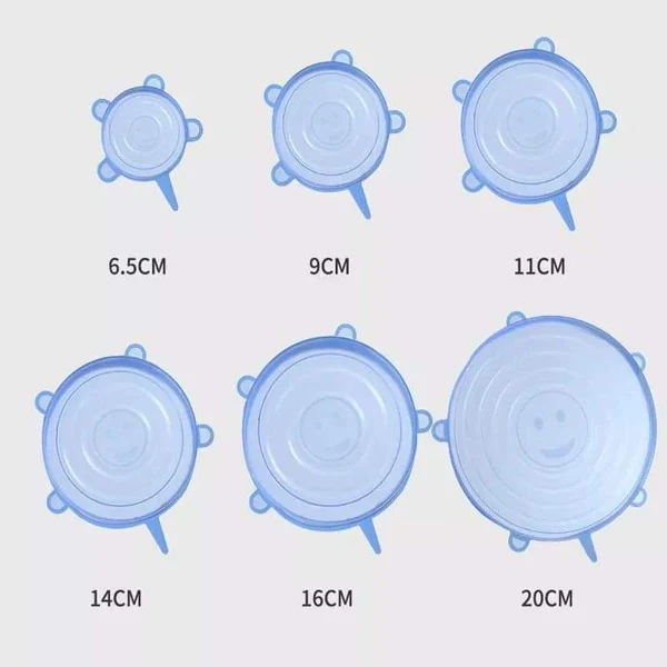 6 Pcs Re-usable Silicone Food Covers - Image 5