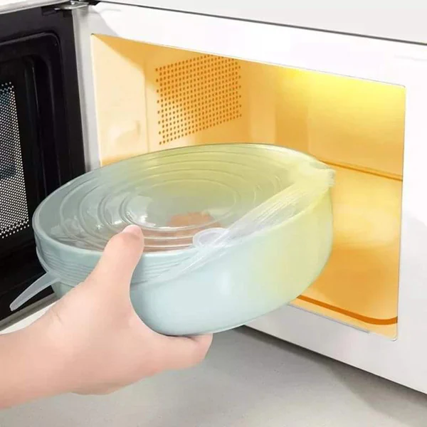 6 Pcs Re-usable Silicone Food Covers - Image 6
