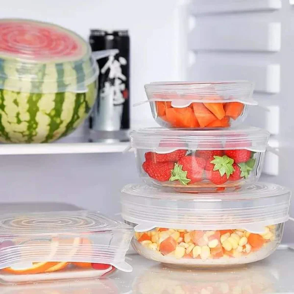 6 Pcs Re-usable Silicone Food Covers - Image 7