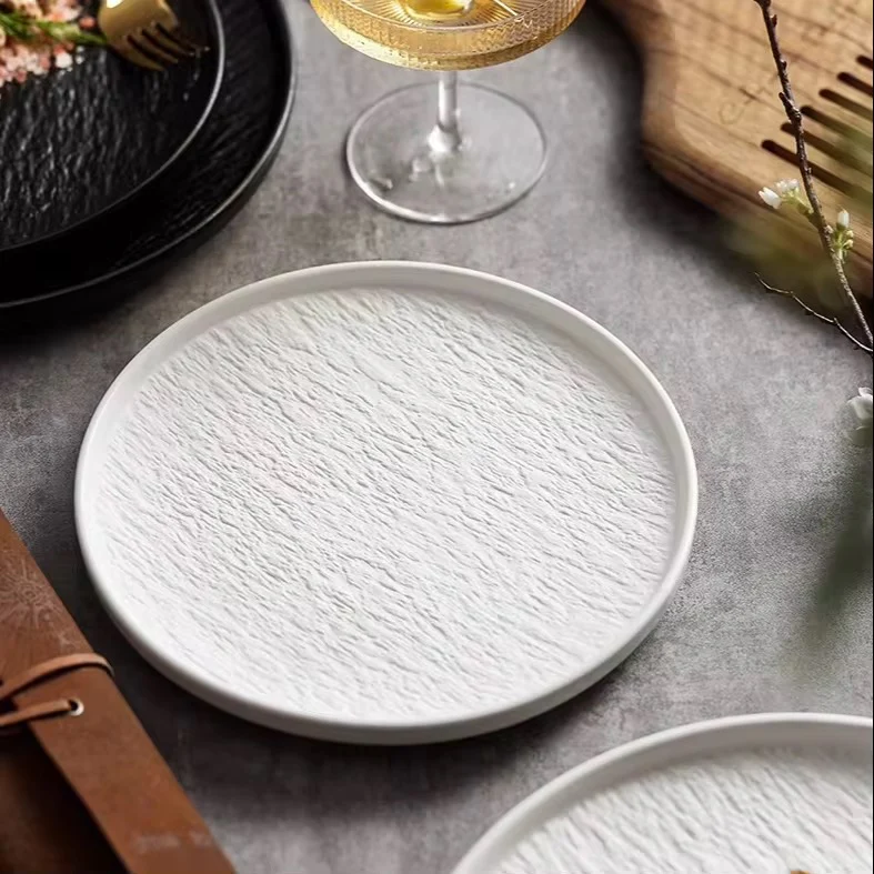6 Piece 10.5 Inch Rock Glazed Ceramic Dinner Plates Set Microwave Dishwasher Safe - Image 2
