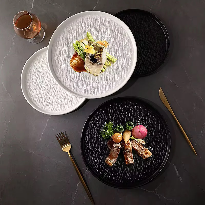 6 Piece 10.5 Inch Rock Glazed Ceramic Dinner Plates Set Microwave Dishwasher Safe - Image 3