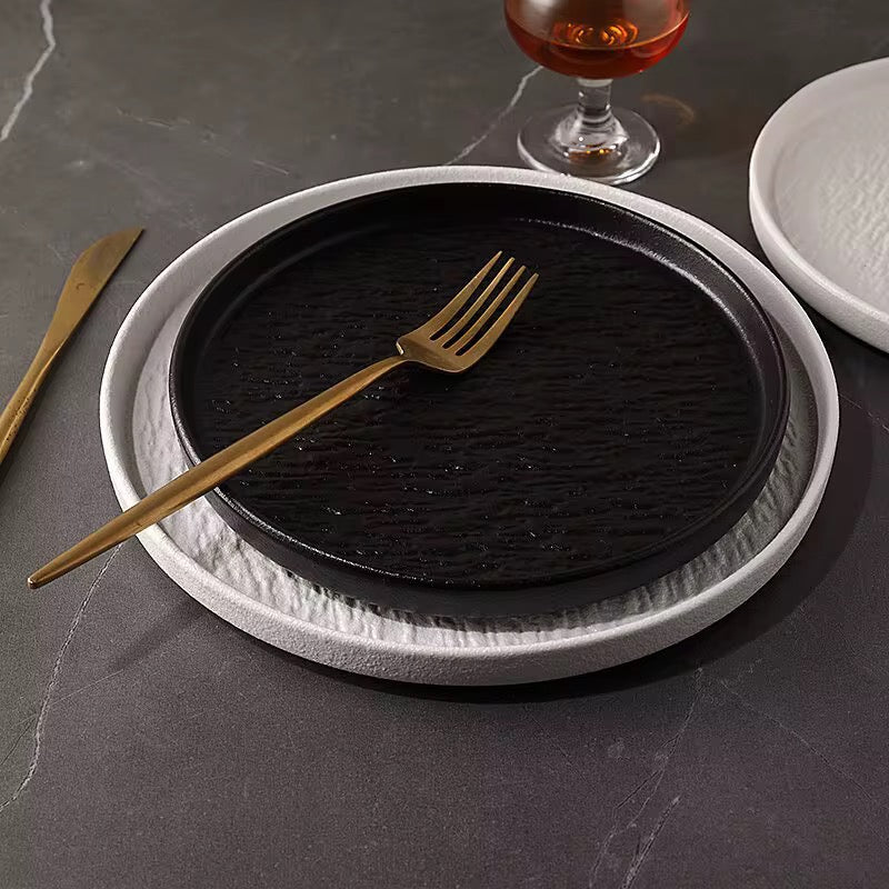6 Piece 10.5 Inch Rock Glazed Ceramic Dinner Plates Set Microwave Dishwasher Safe - Image 4