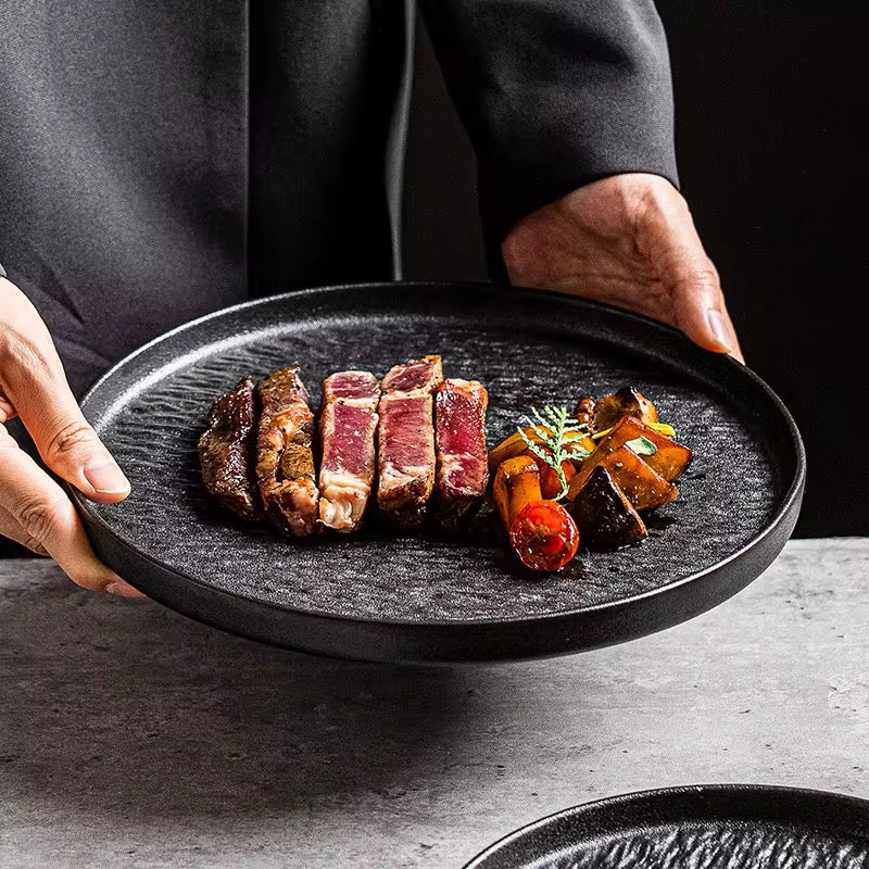 6 Piece 10.5 Inch Rock Glazed Ceramic Dinner Plates Set Microwave Dishwasher Safe - Image 6