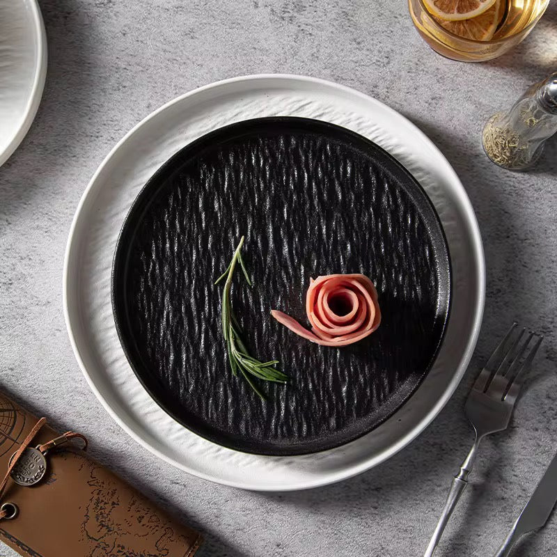 6 Piece 10.5 Inch Rock Glazed Ceramic Dinner Plates Set Microwave Dishwasher Safe - Image 7