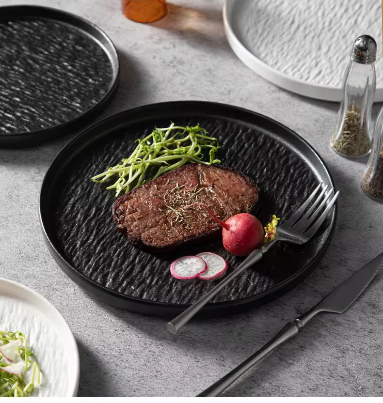 6 Piece 10.5 Inch Rock Glazed Ceramic Dinner Plates Set Microwave Dishwasher Safe - Image 8