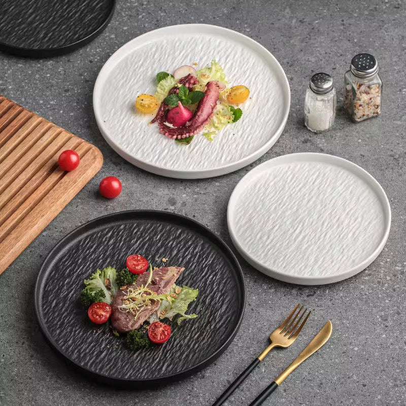 6 Piece 10.5 Inch Rock Glazed Ceramic Dinner Plates Set Microwave Dishwasher Safe - Image 9