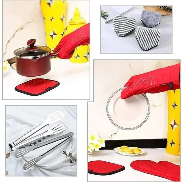 6 piece set of heat resistant oven mitts and pot holders - Image 4
