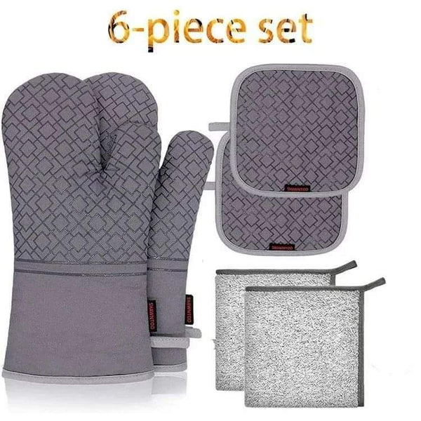 6 piece set of heat resistant oven mitts and pot holders - Image 5