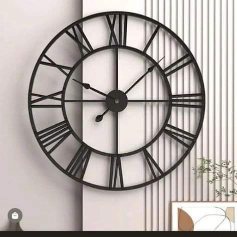 60cm Large Home Decor Wall Clock for Living Room Non Ticking Iron Art Clocks Roman Numeral - Image 3