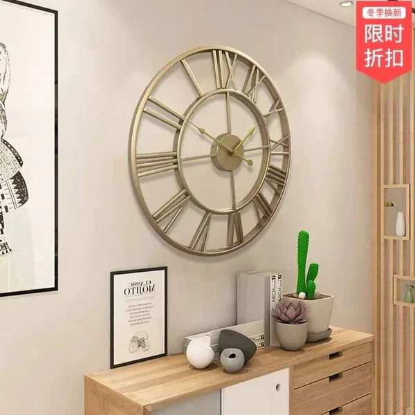 Large Modern Metal Wall Clock Roman Numerals Clocks for Living Room Bedroom Kitchen Wall Decor 60cm - Image 4