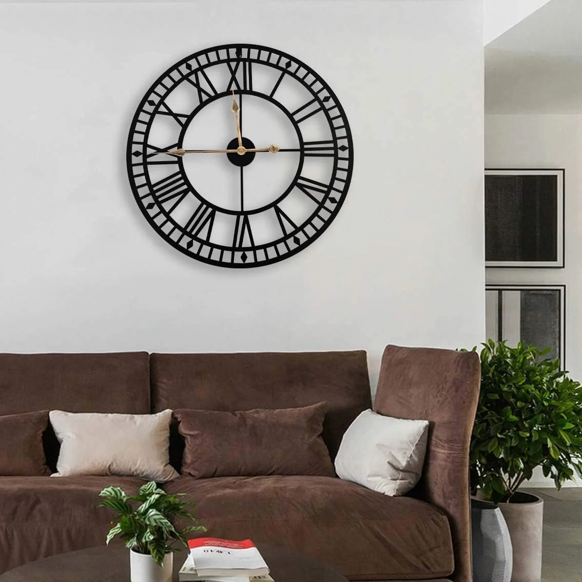 Large Modern Metal Wall Clock Roman Numerals Clocks for Living Room Bedroom Kitchen Wall Decor 60cm - Image 6