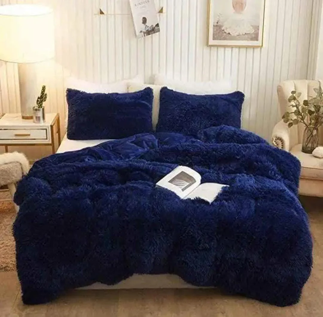 6pc Luxury designs Velvet plush Fluffy Duvet set - Image 10
