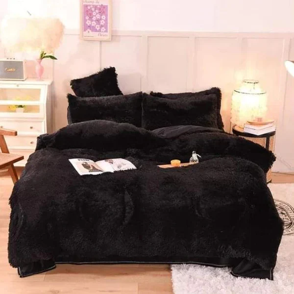 6pc Luxury designs Velvet plush Fluffy Duvet set - Image 2