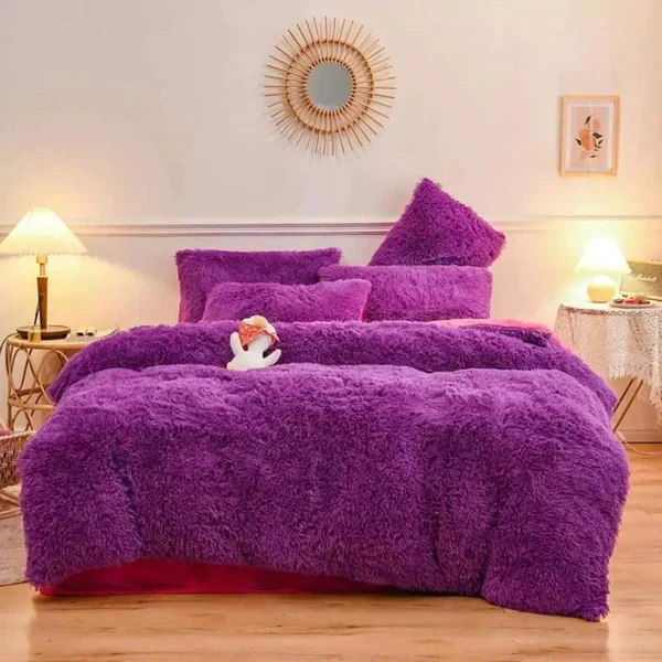 6pc Luxury designs Velvet plush Fluffy Duvet set - Image 5