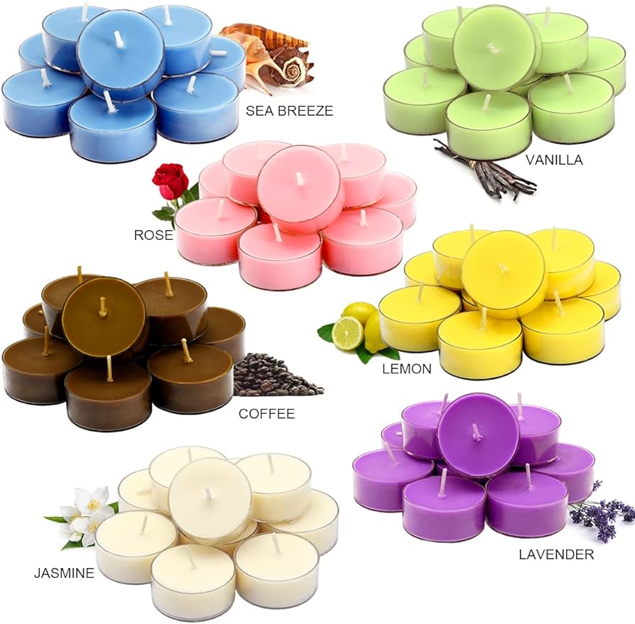6pc pack of scented candles in glass holders - Image 5