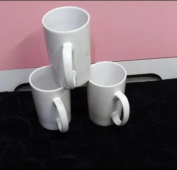 6pcs Ceramic White Tall Plain Mug - Image 2