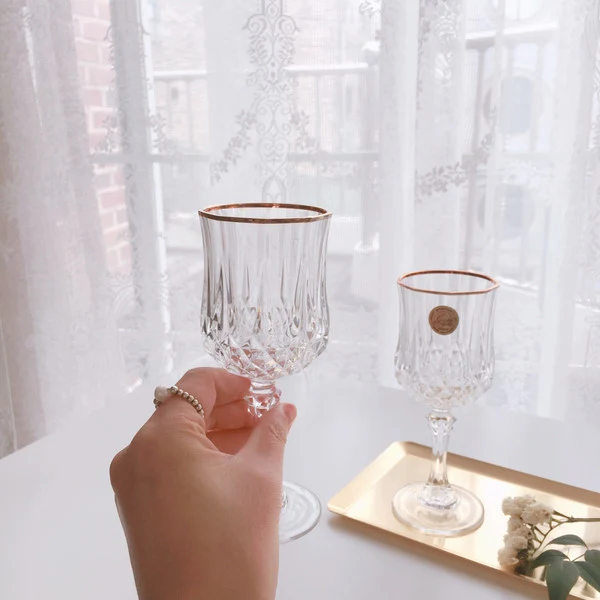 6pcs Cristal d'Arques Garanti France Stemware 24% Lead Crystal glass 6" tall Pair - Image 2