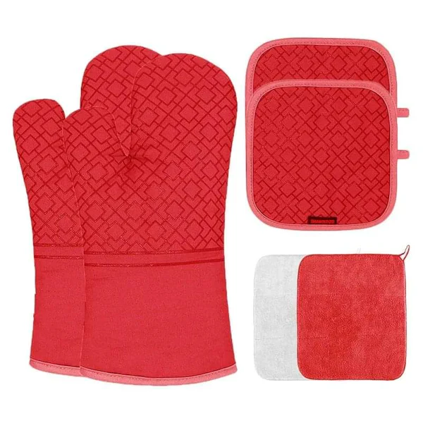 6pcs High quality heat resistant oven mittens and pot holders - Image 3