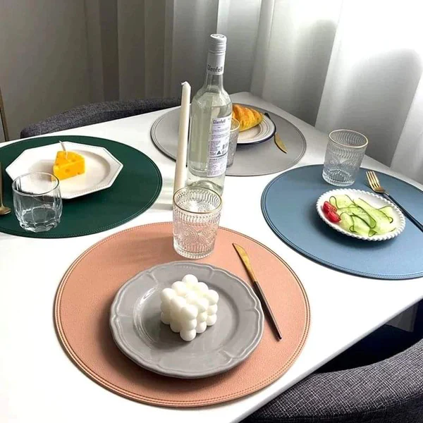 6pcs Round leather placemats - Image 3