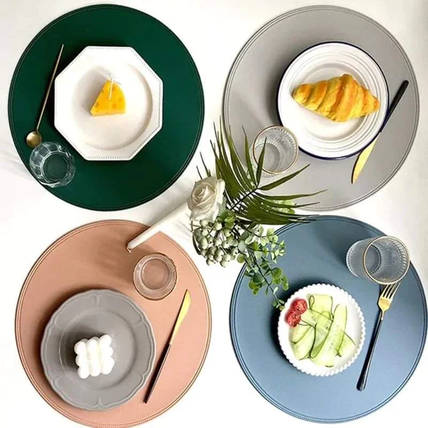 6pcs Round leather placemats - Image 5