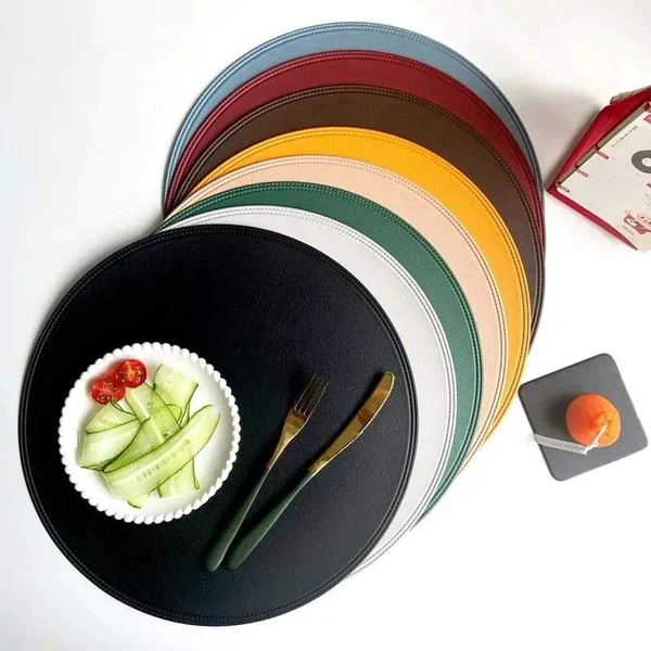 6pcs Round leather placemats - Image 6